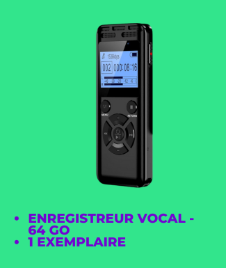 ENREGISTREUR VOCAL 64 Go 1 EXEMPLAIRE